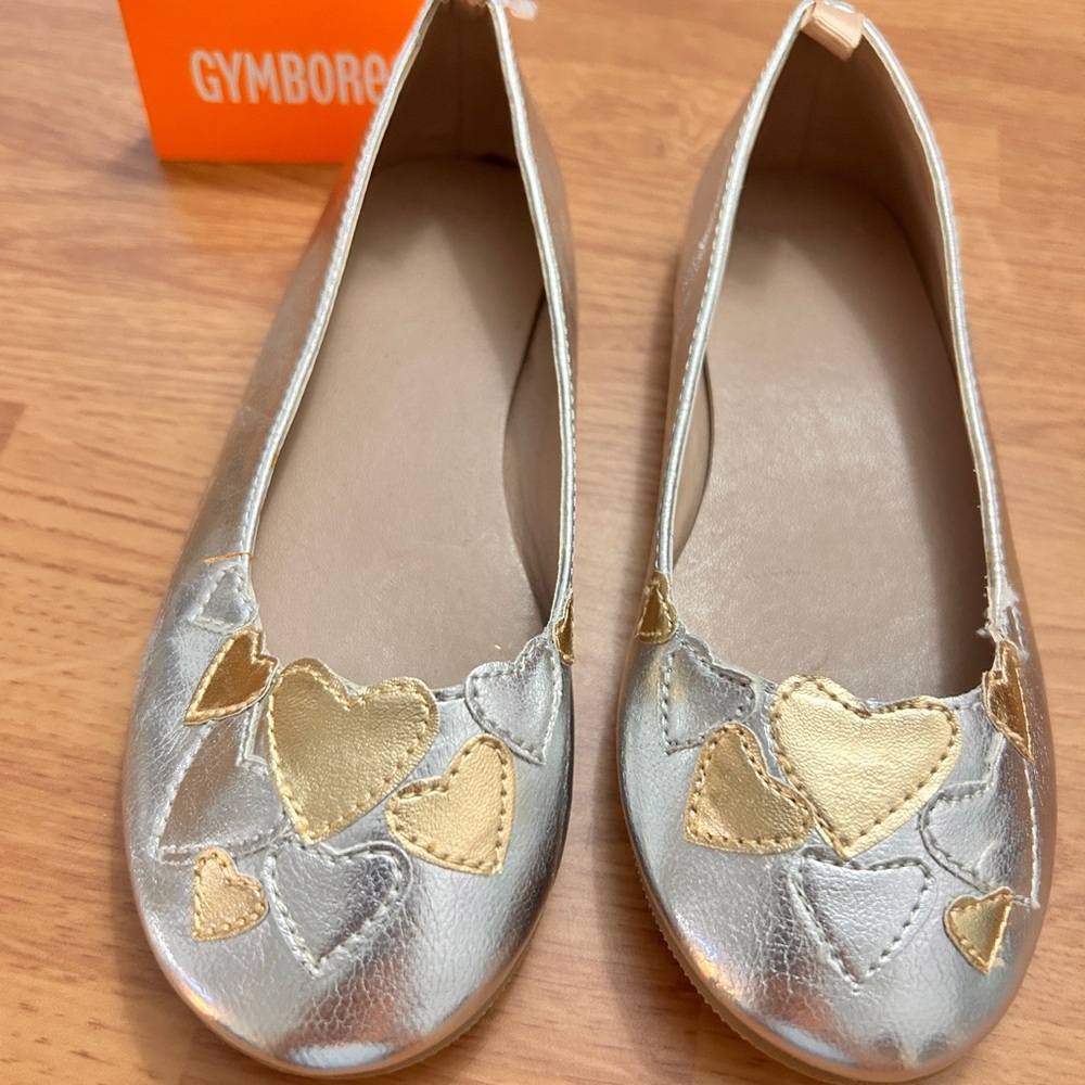 NWT Gymboree Silver and Gold Heart Ballet Flats